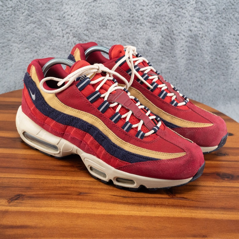 Nike Air Max 95 Premium Red Crush Low 2018 Wheat Gold Shoes Mens Size 9